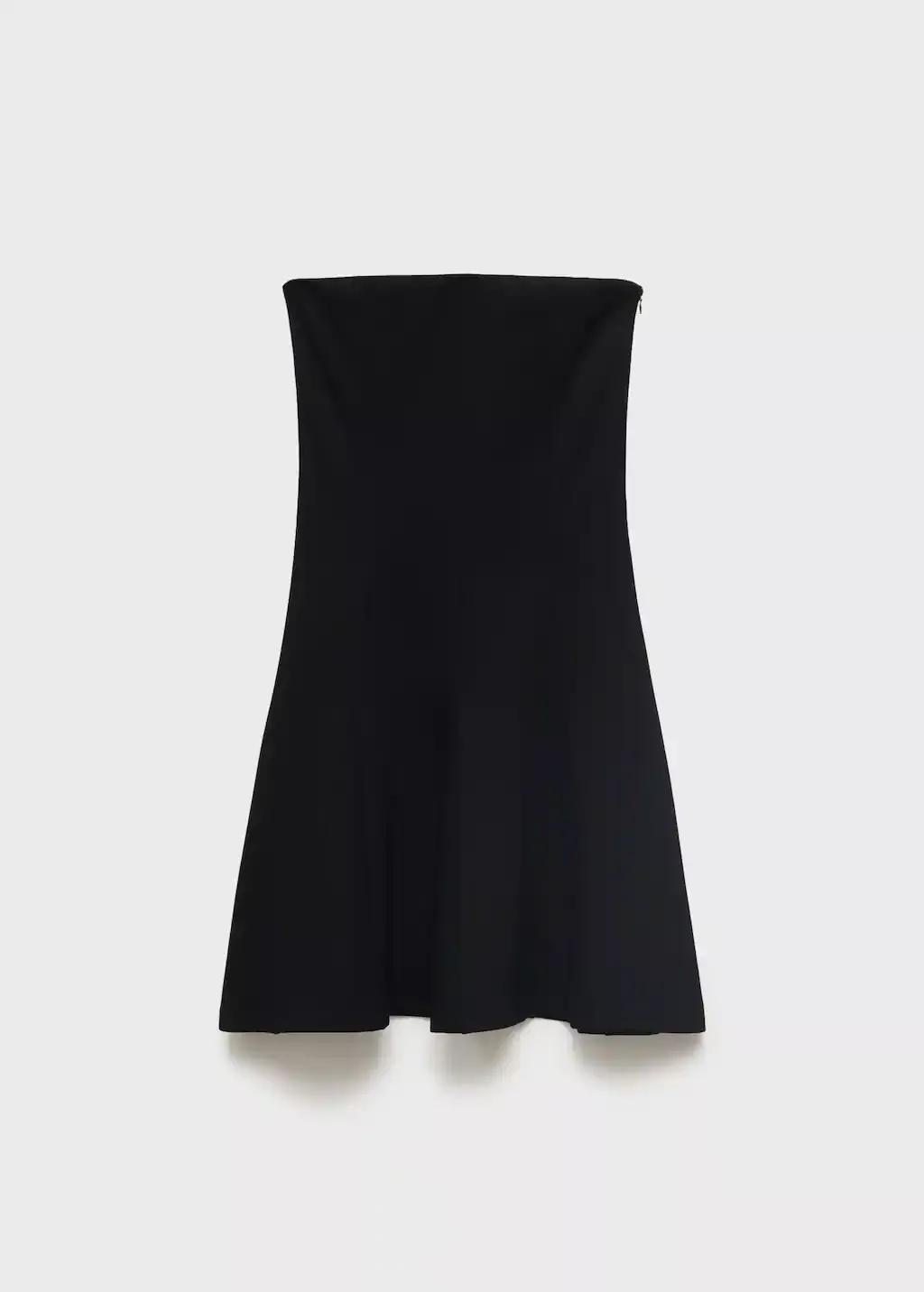 Black Short Strapless Dress With Pleats, , large image number 3