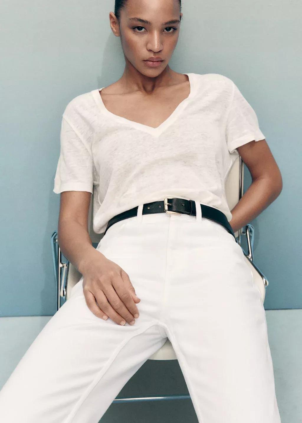 White Matilda Medium-Rise Straight-Fit Jeans, White, medium