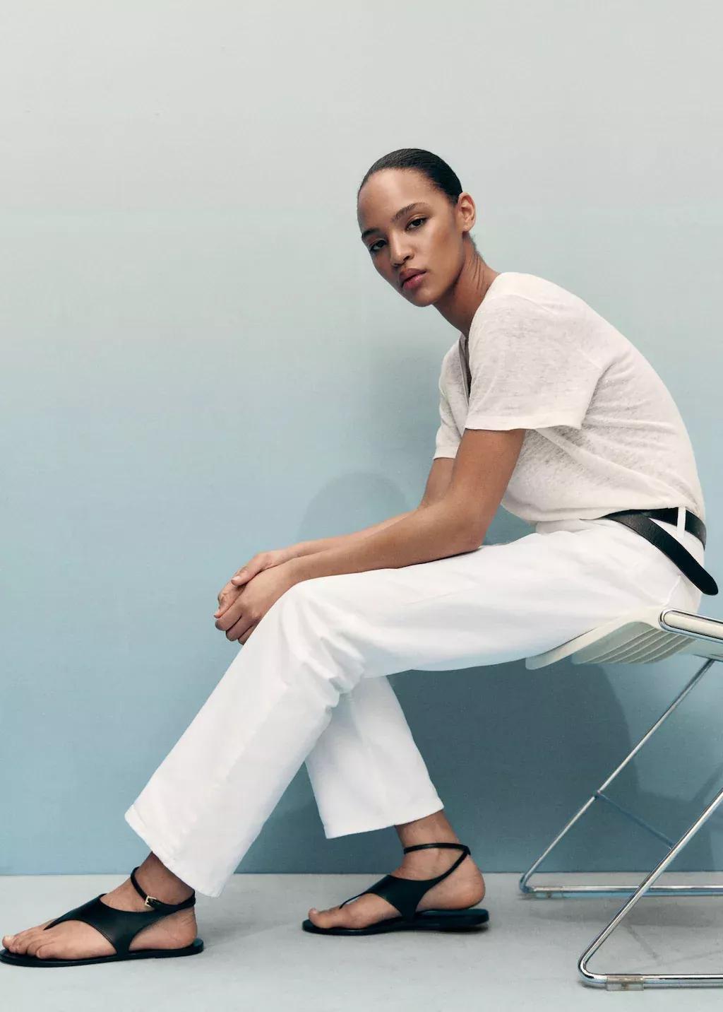 White Matilda Medium-Rise Straight-Fit Jeans, White, medium