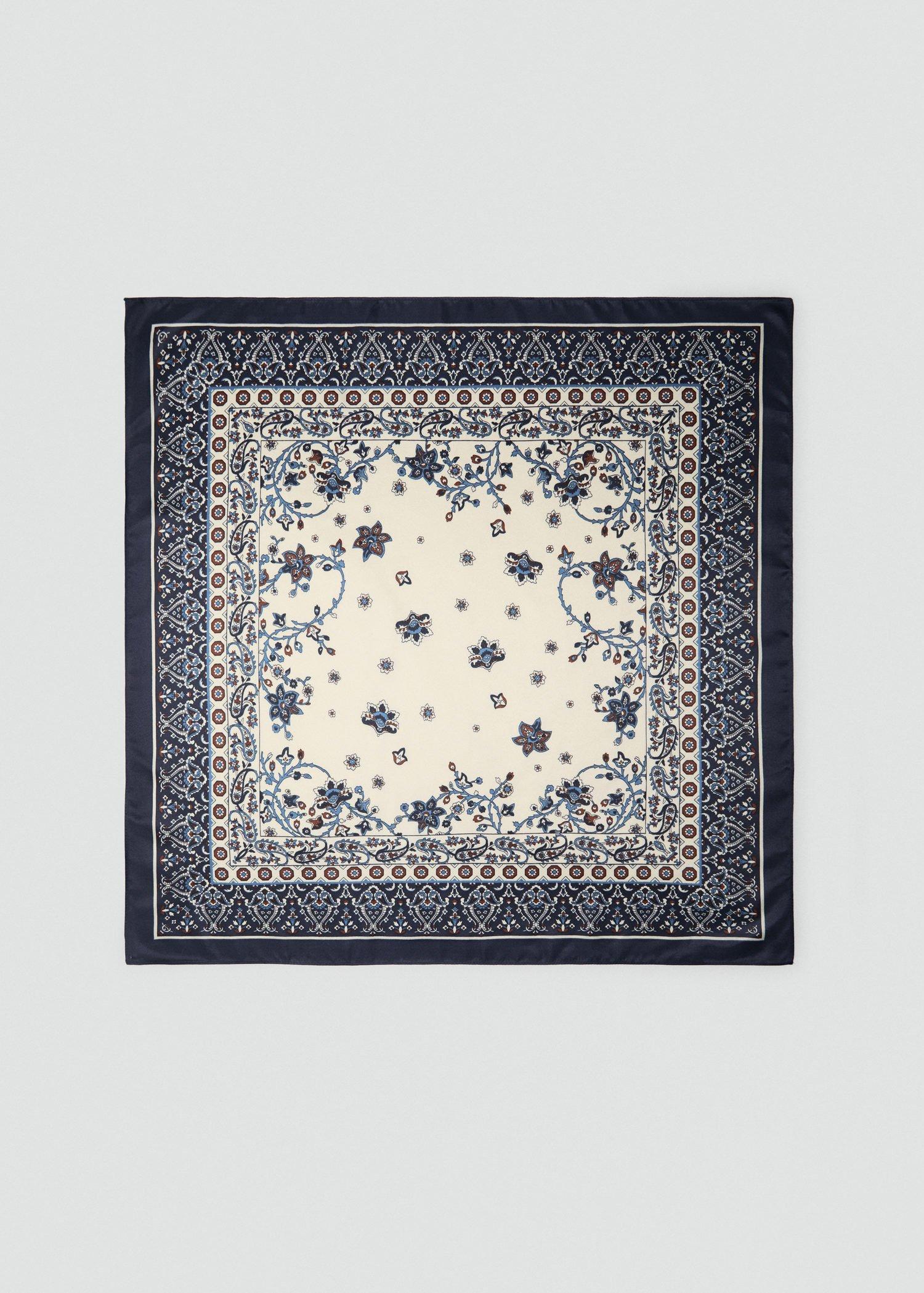 Navy Paisley Print Scarf, Navy, large image number 2