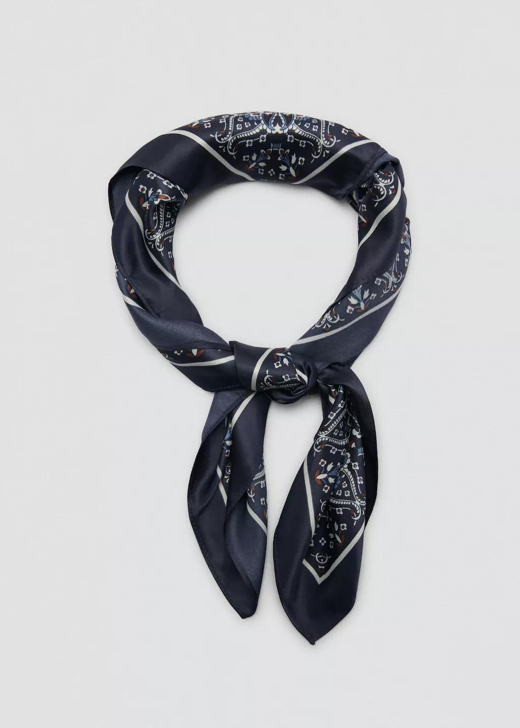 Navy Paisley Print Scarf, Navy, large image number 5