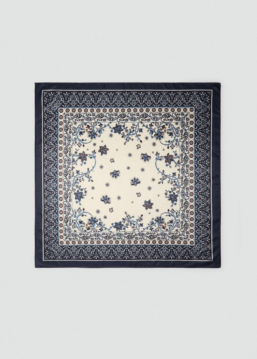 Navy Paisley Print Scarf, Navy, large image number 6