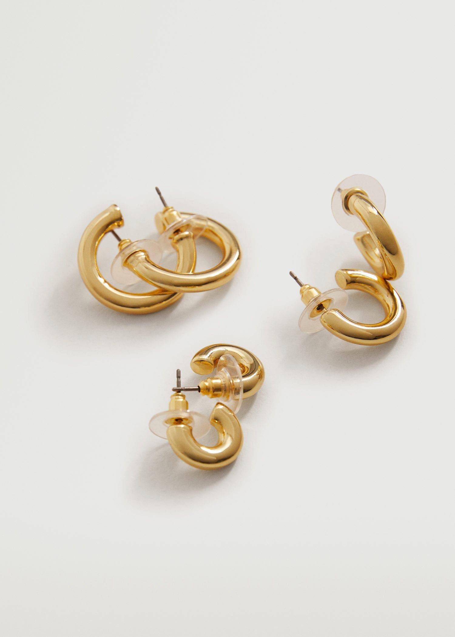 Gold Mixed Hoop Earrings, Women, , large image number 0