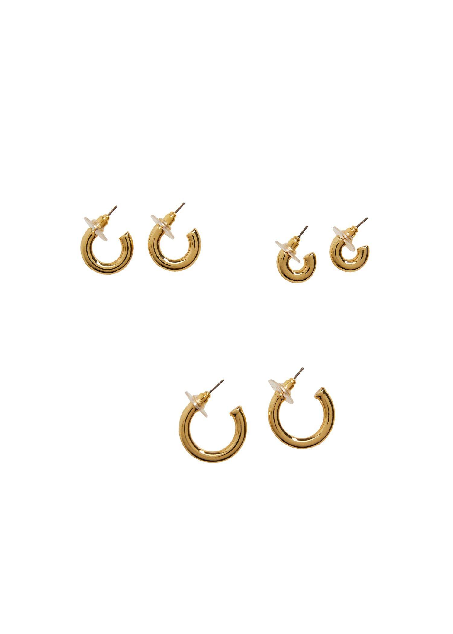 Gold Mixed Hoop Earrings, Women, , large image number 1
