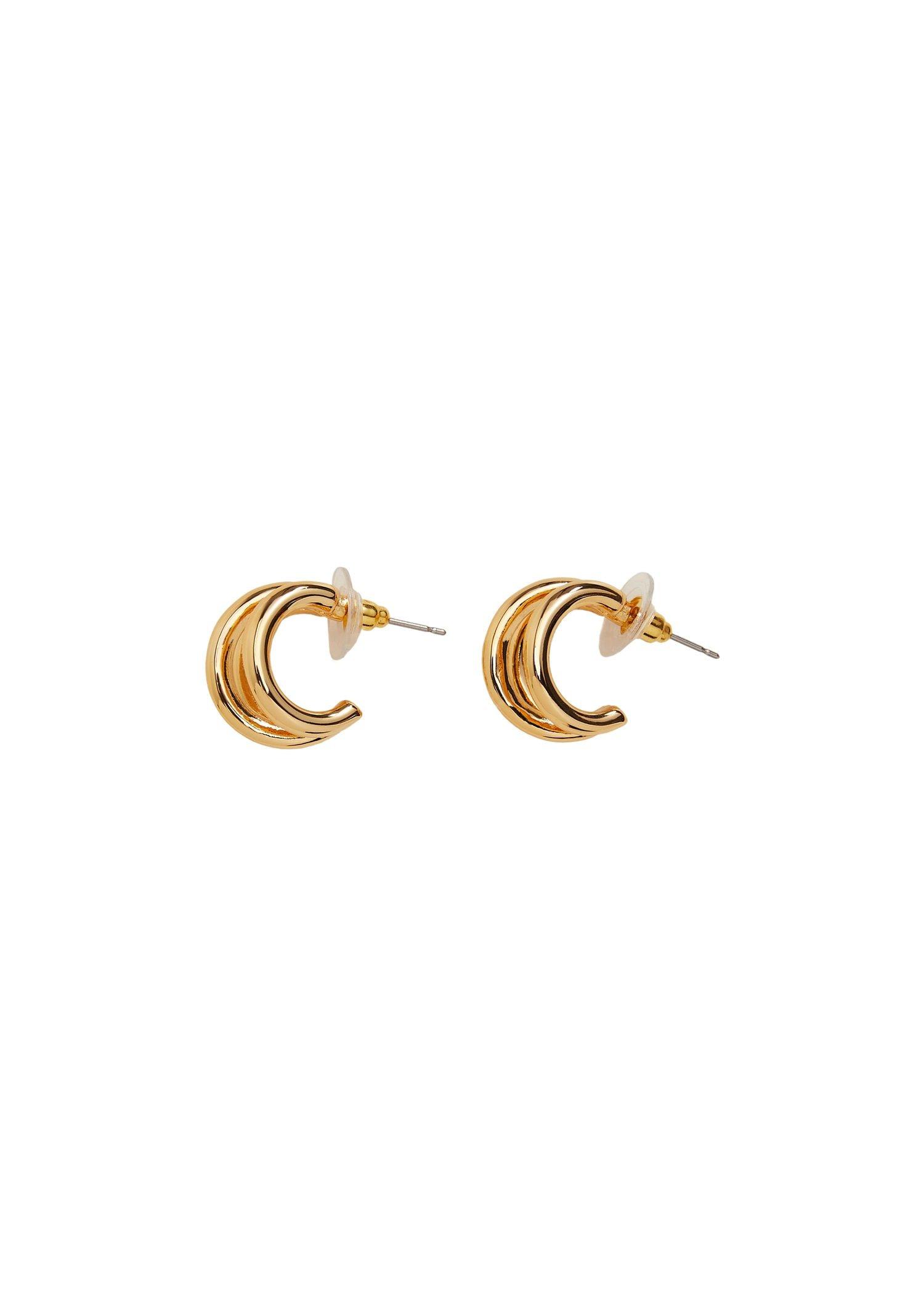Gold Metallic Hoop Earrings, Women, , large image number 0