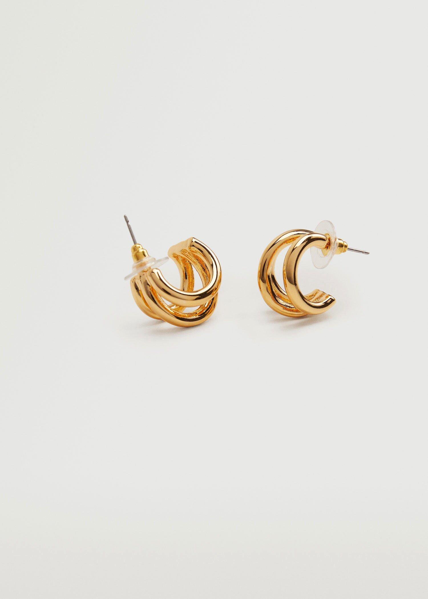 Gold Metallic Hoop Earrings, Women, , large image number 1