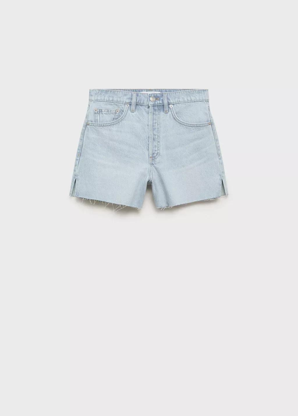 OPEN BLUE Denim shorts with frayed hem, Open Blue, large image number 3