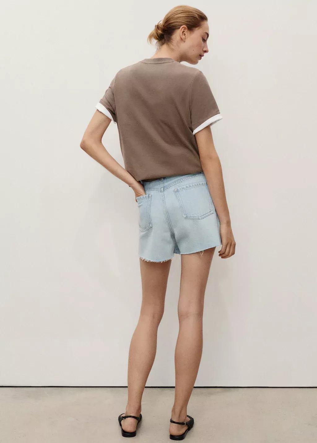 OPEN BLUE Denim shorts with frayed hem, Open Blue, large image number 5