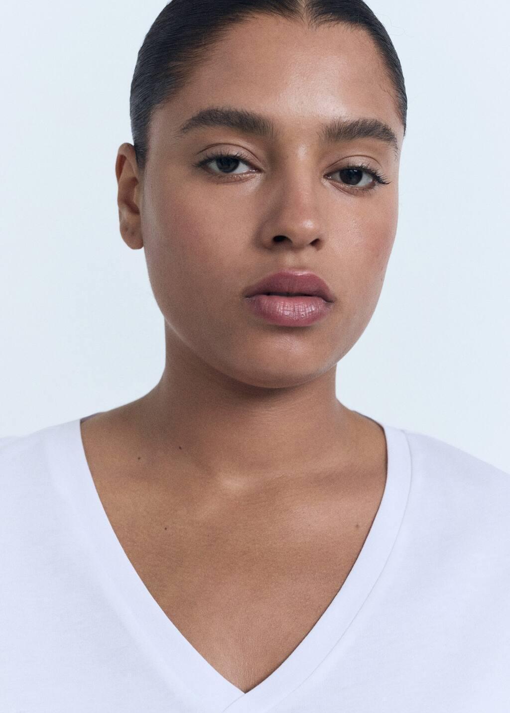 White V-Neck Cotton T-Shirt, 0201_01, medium