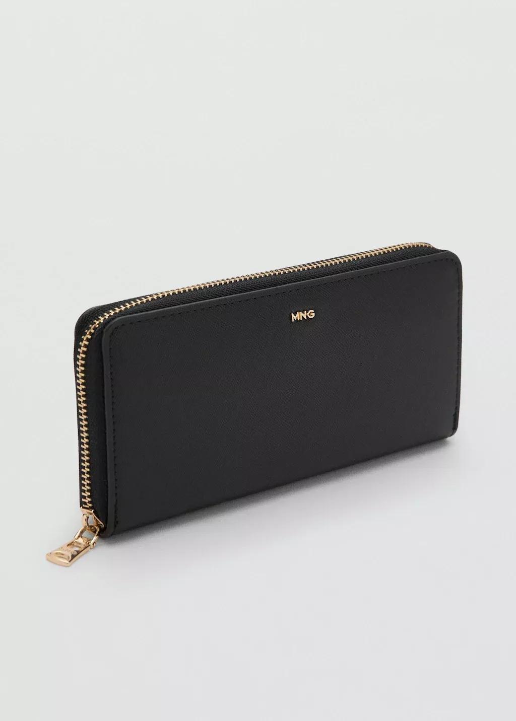 Black Saffiano-Effect Wallet, Black, large image number 1