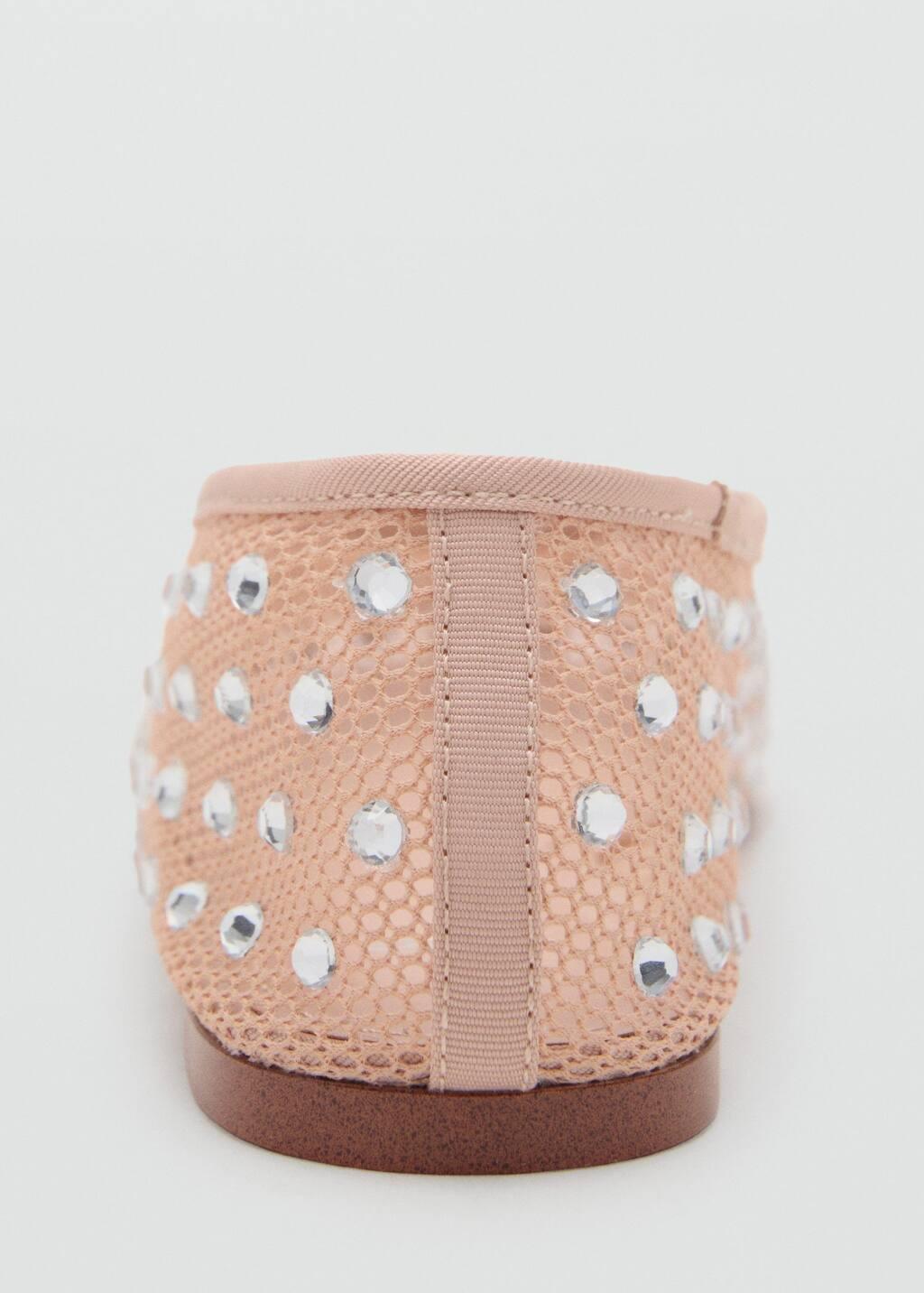 Nude Mesh Rhinestone Ballet Flats, , large image number 1