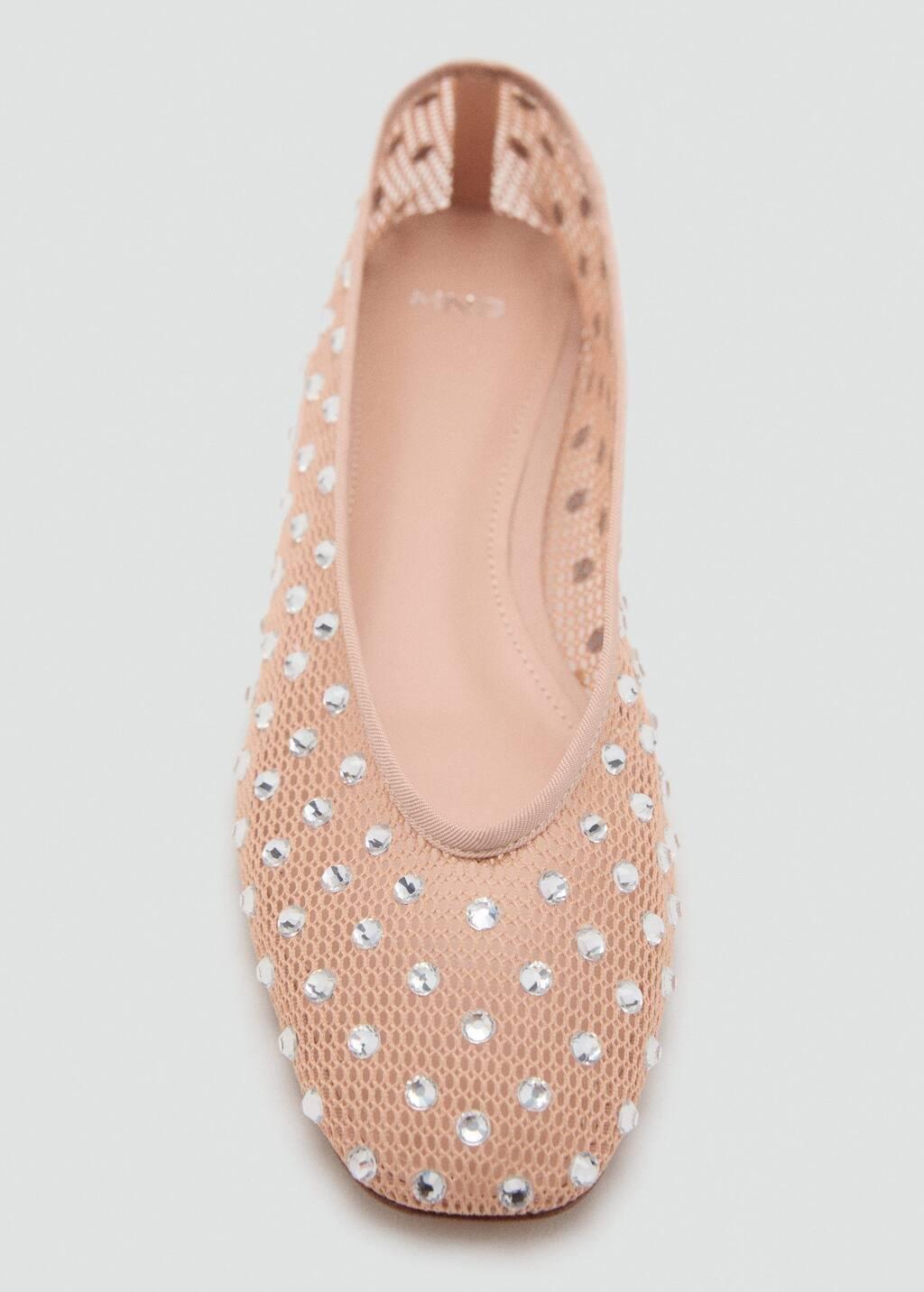 Nude Mesh Rhinestone Ballet Flats, , large image number 4