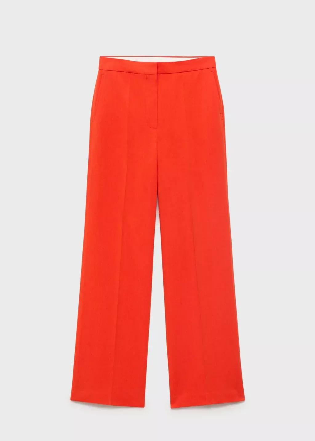 Orange Straight Mid-Rise Suit Trousers, 0201_87, large image number 0