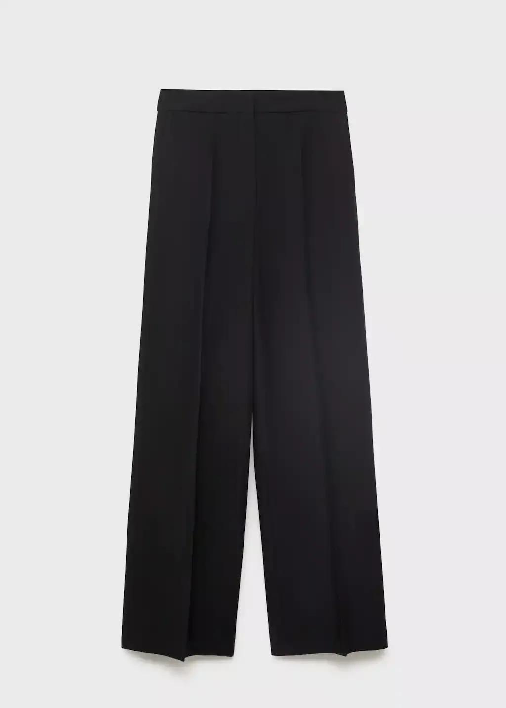 Black Straight Mid-Rise Suit Trousers, , large image number 0