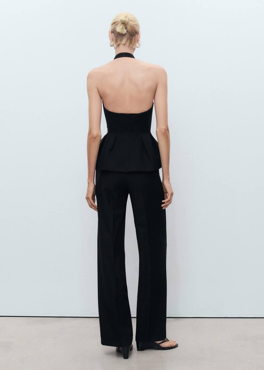 Black Straight Mid-Rise Suit Trousers, , large image number 6