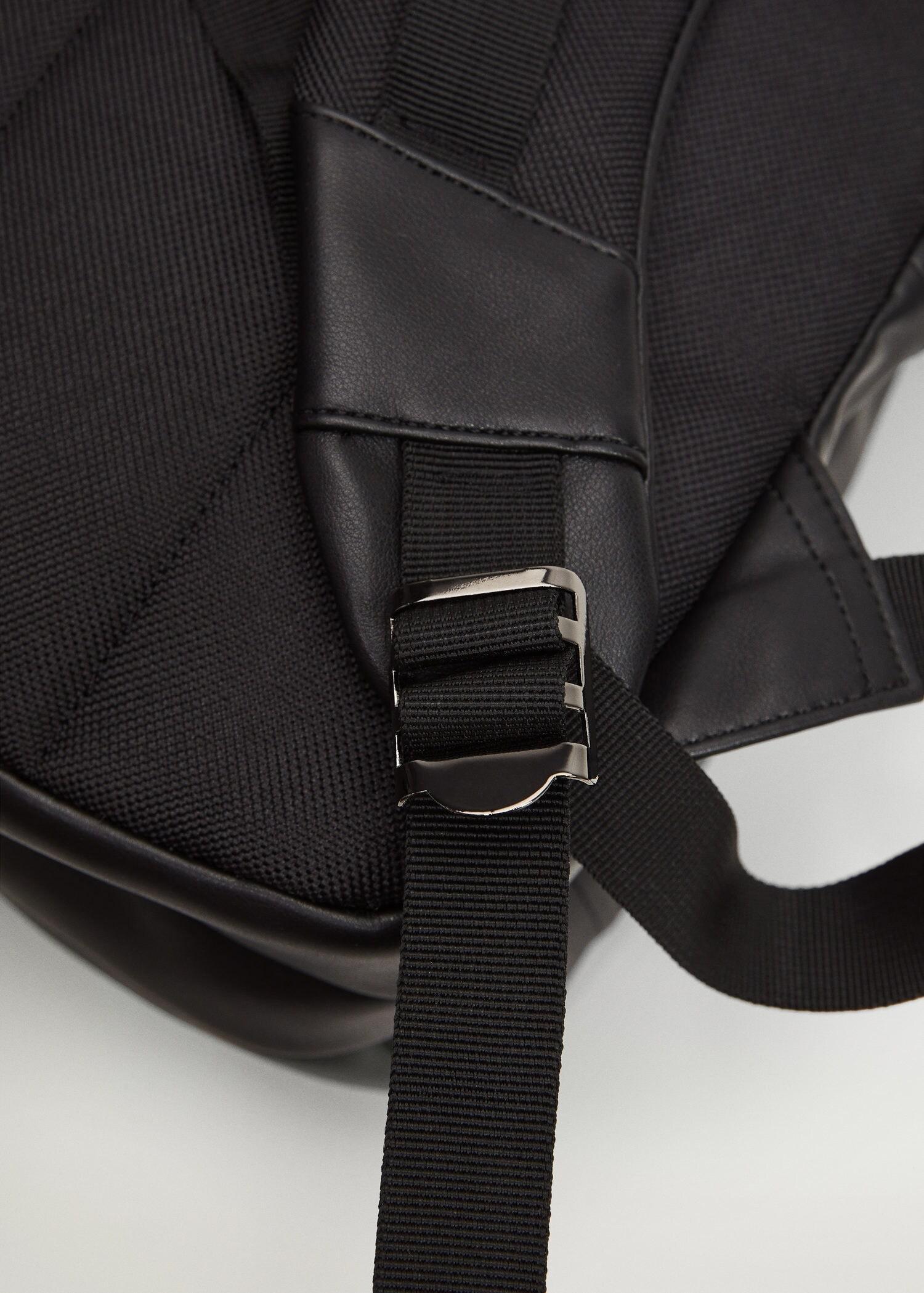 Black Faux Leather Backpack, Men, , large image number 4