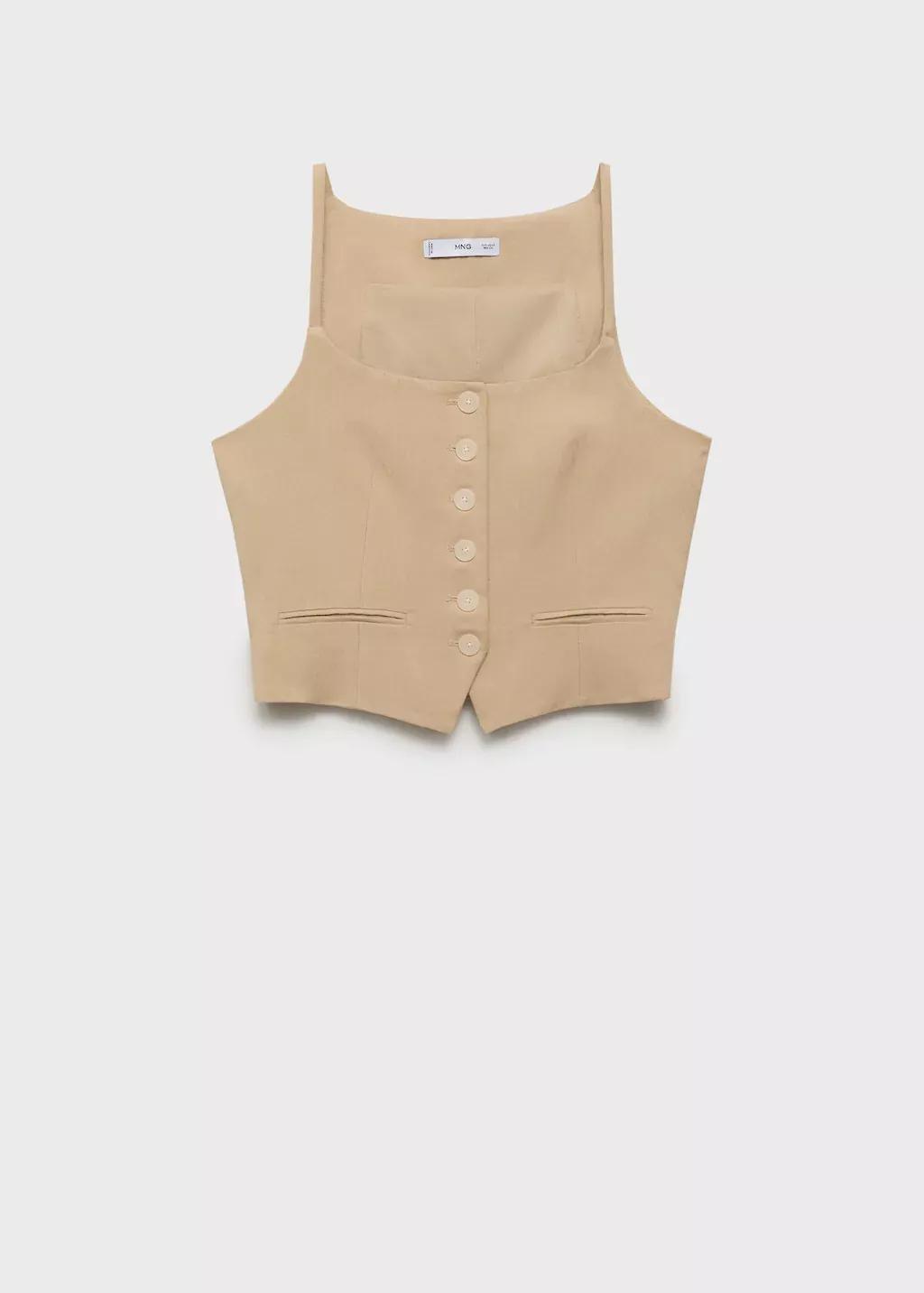 Beige Lyocell Suit Waistcoat, , large image number 0