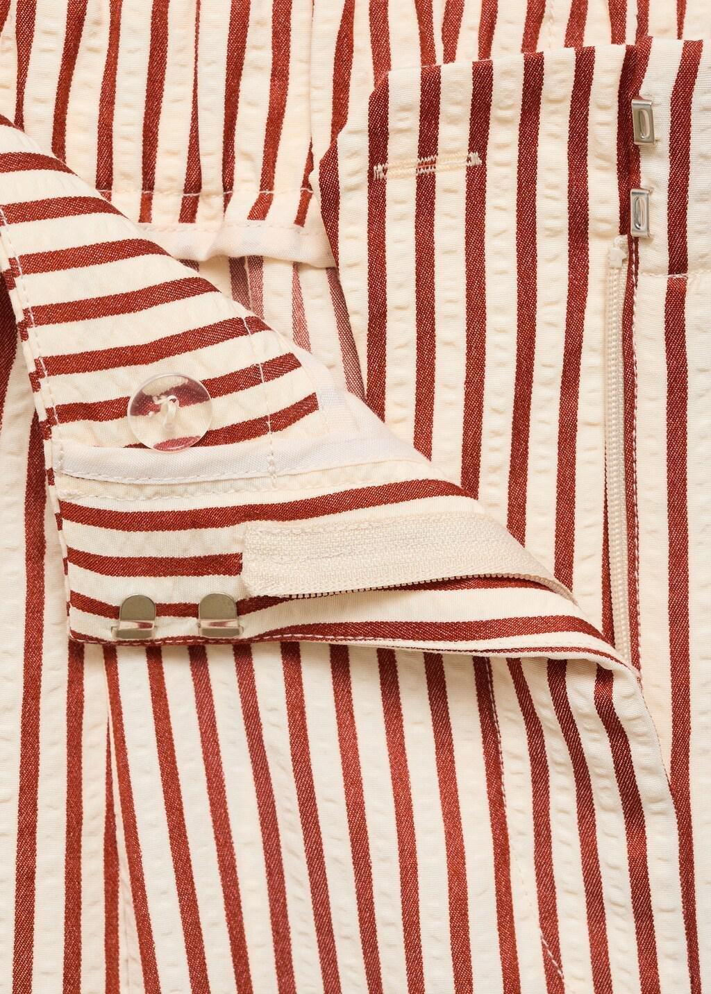 Orange Pleated Striped Trousers, , large image number 3