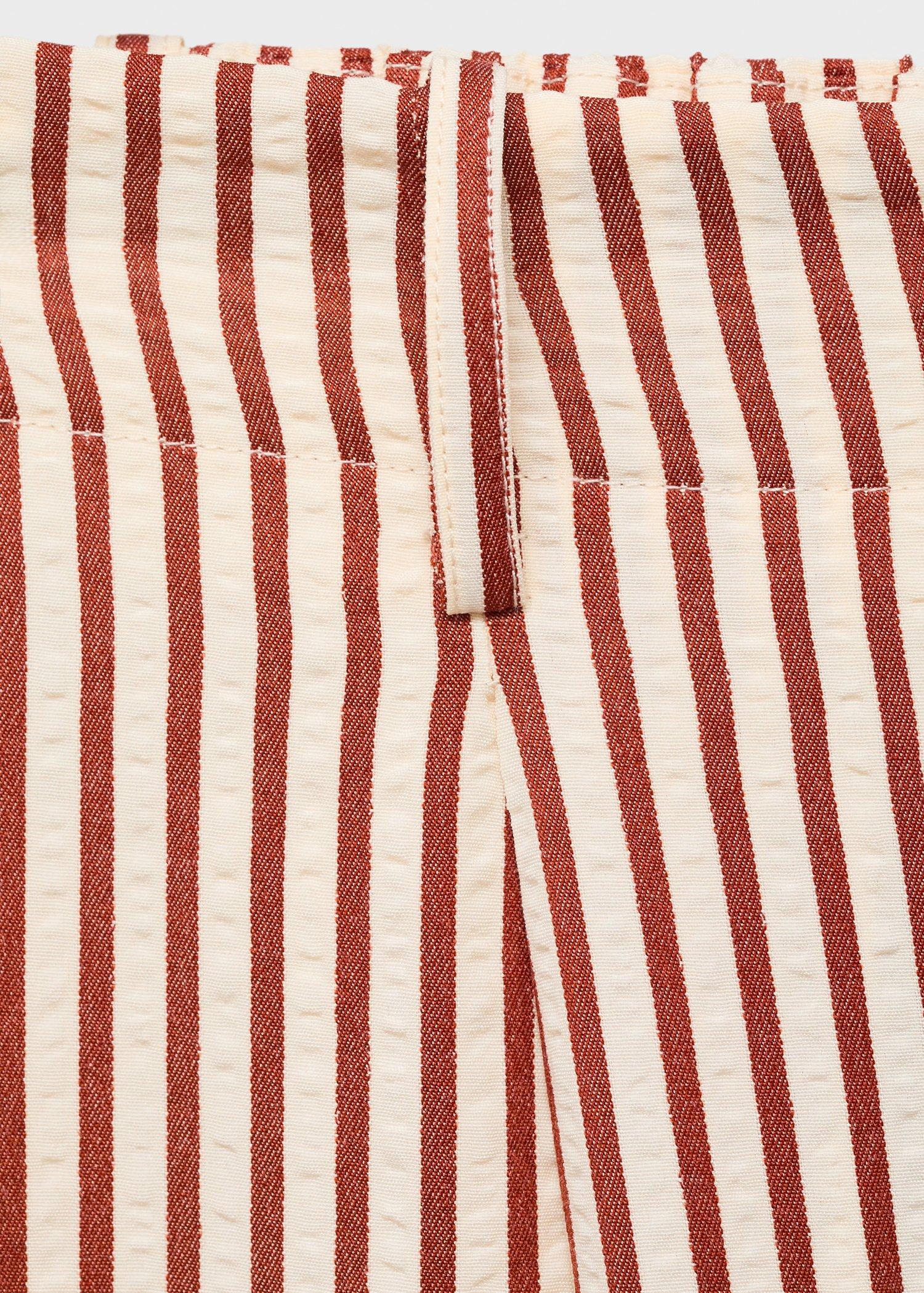 Orange Pleated Striped Trousers, , large image number 8