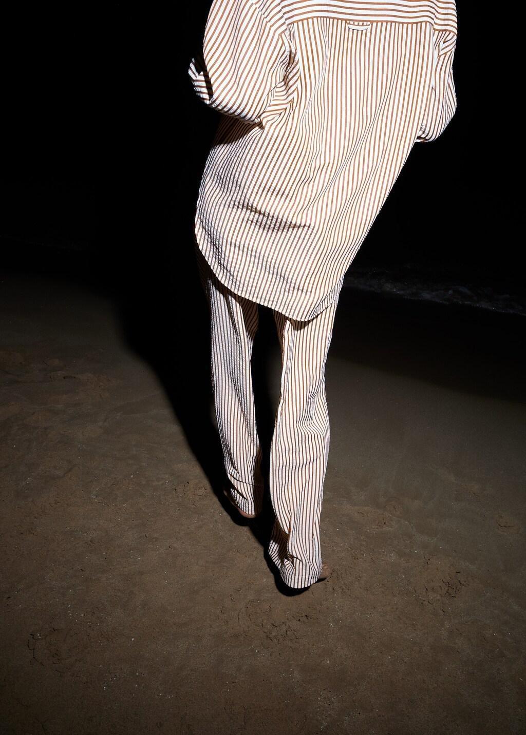 Orange Pleated Striped Trousers, , large image number 11