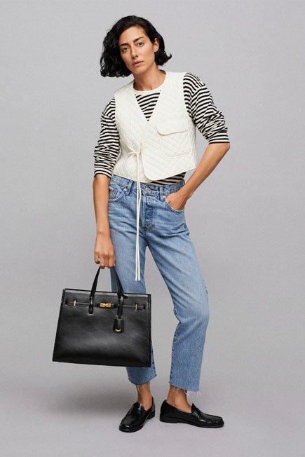 Black Pebbled Shopper Bag, Women, , large image number 0