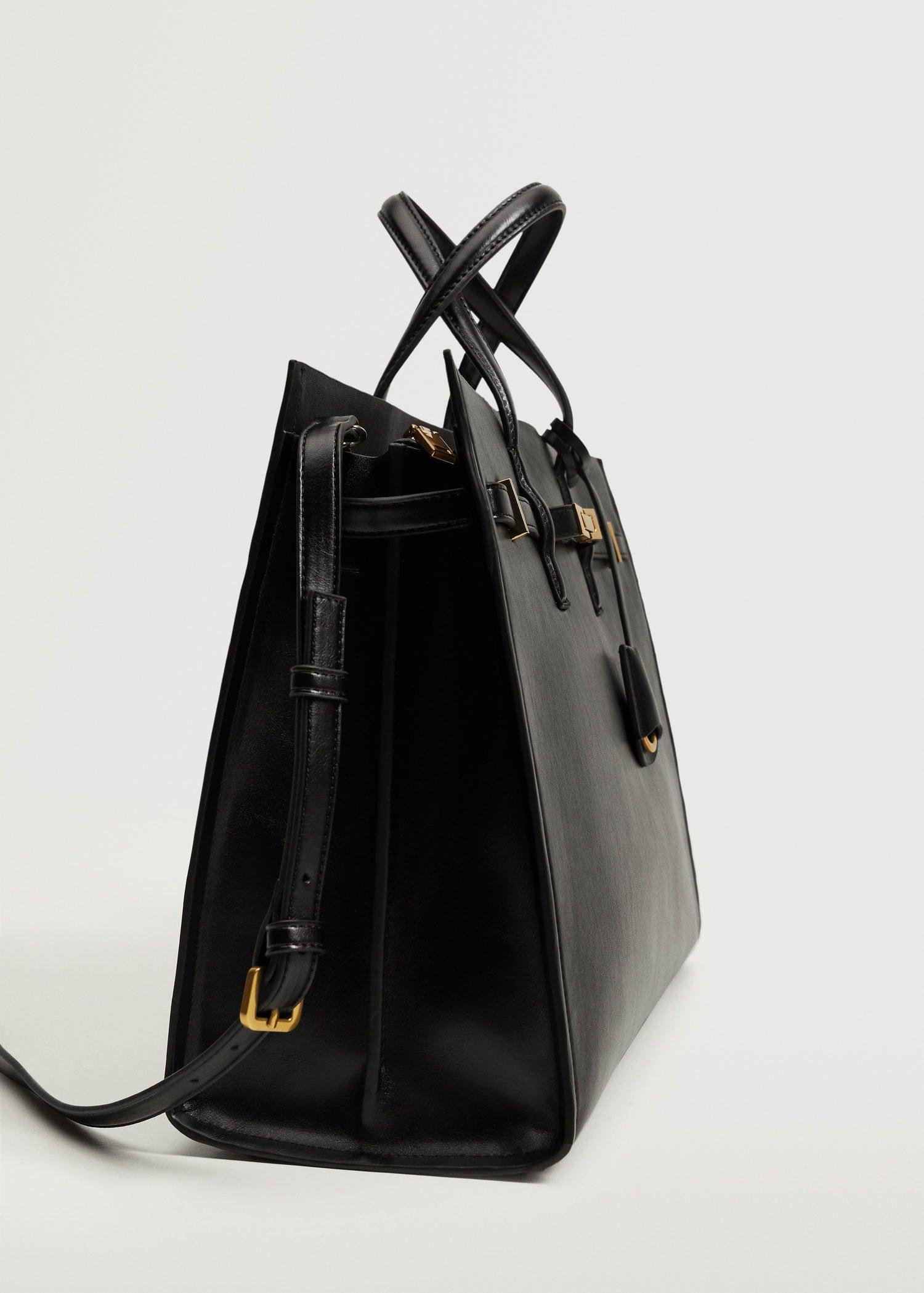 Black Pebbled Shopper Bag, Women, , large image number 2