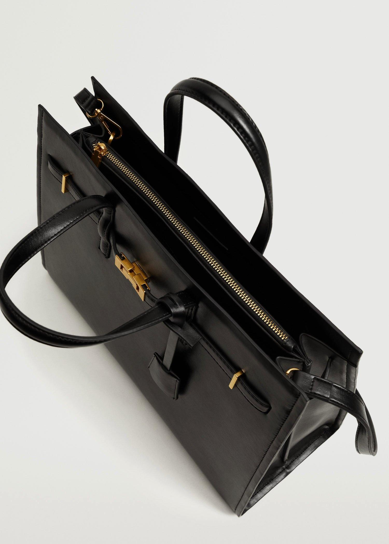 Black Pebbled Shopper Bag, Women, , large image number 3