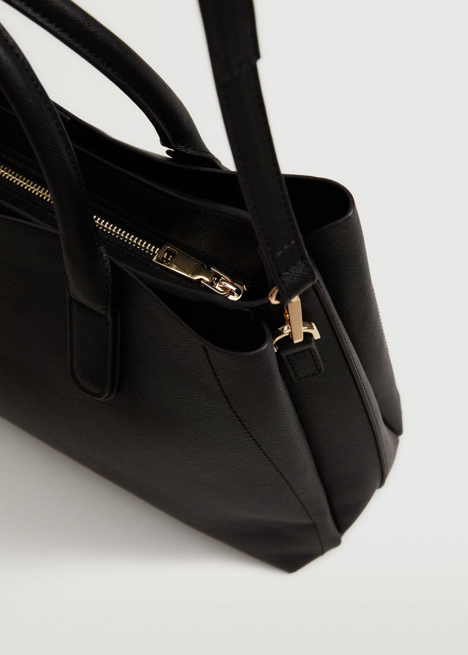 Black Shopper Bag With Handles, Women, , large image number 4
