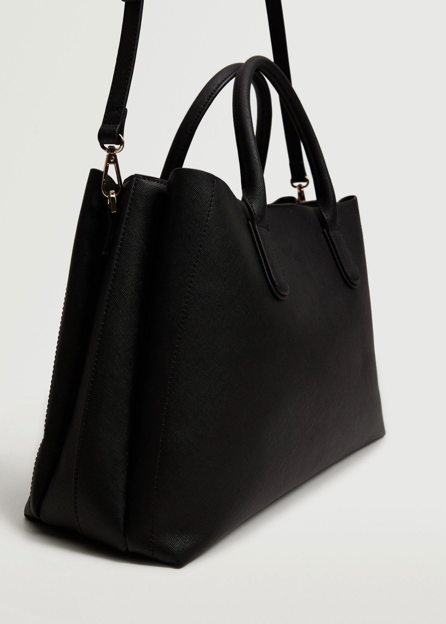 Black Shopper Bag With Handles, Women, , large image number 6