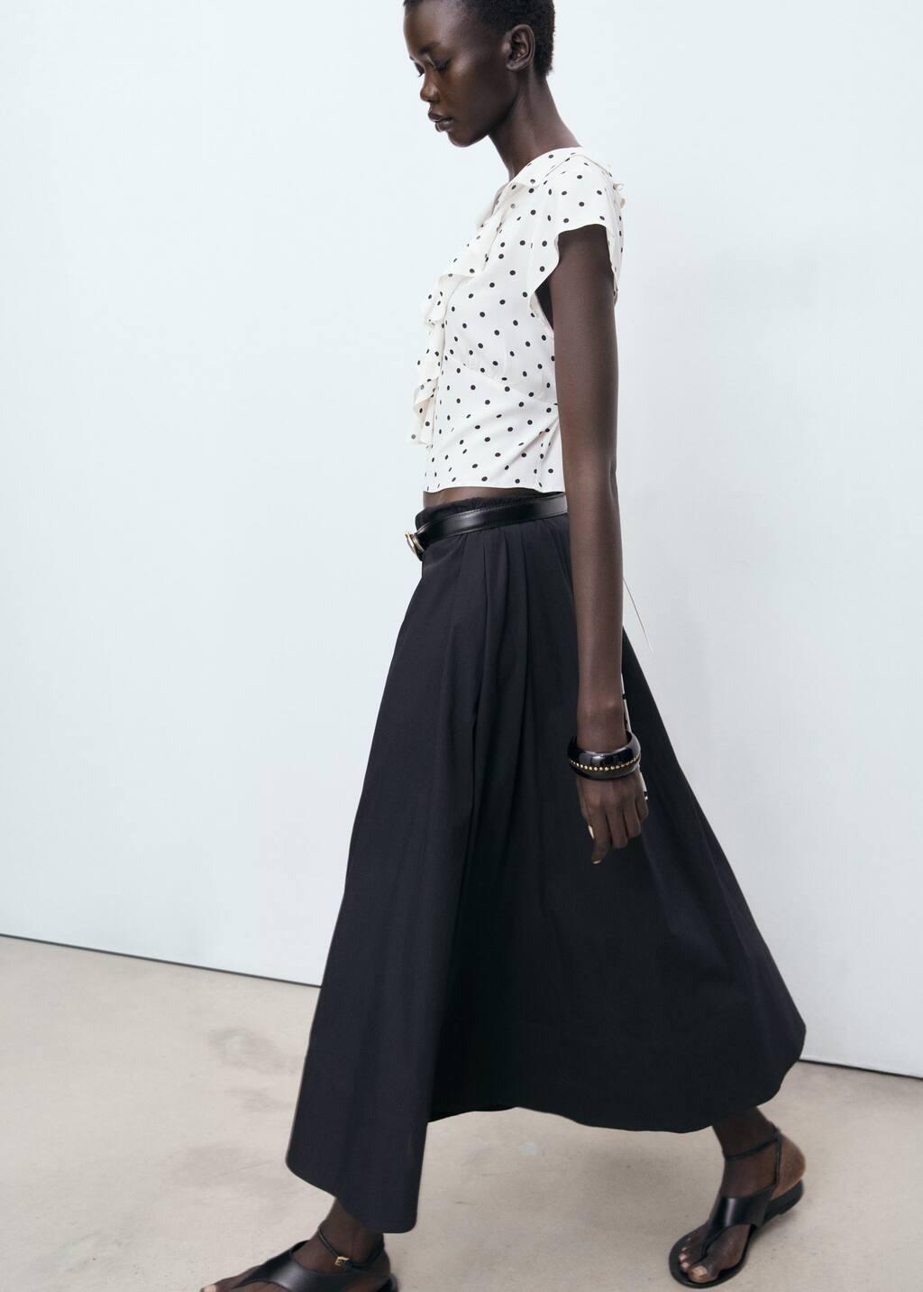 White Polka-Dot Blouse With Ruffles, Natural White, large image number 3