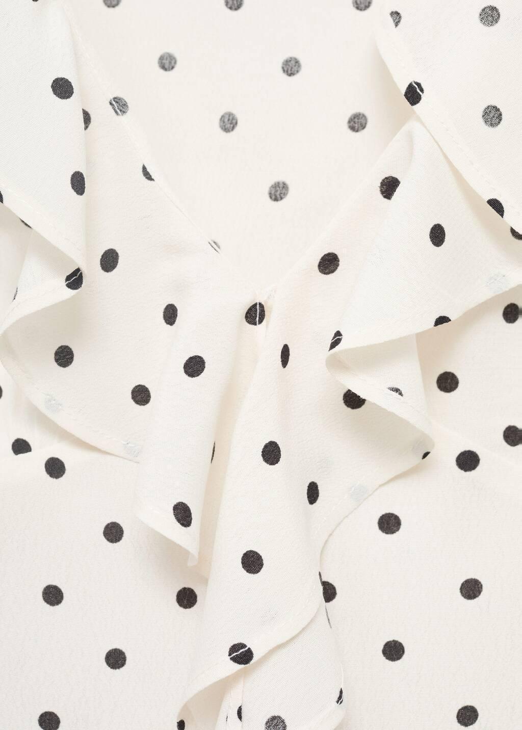 White Polka-Dot Blouse With Ruffles, Natural White, large image number 4