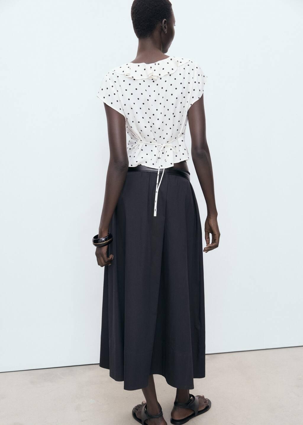 White Polka-Dot Blouse With Ruffles, Natural White, large image number 7