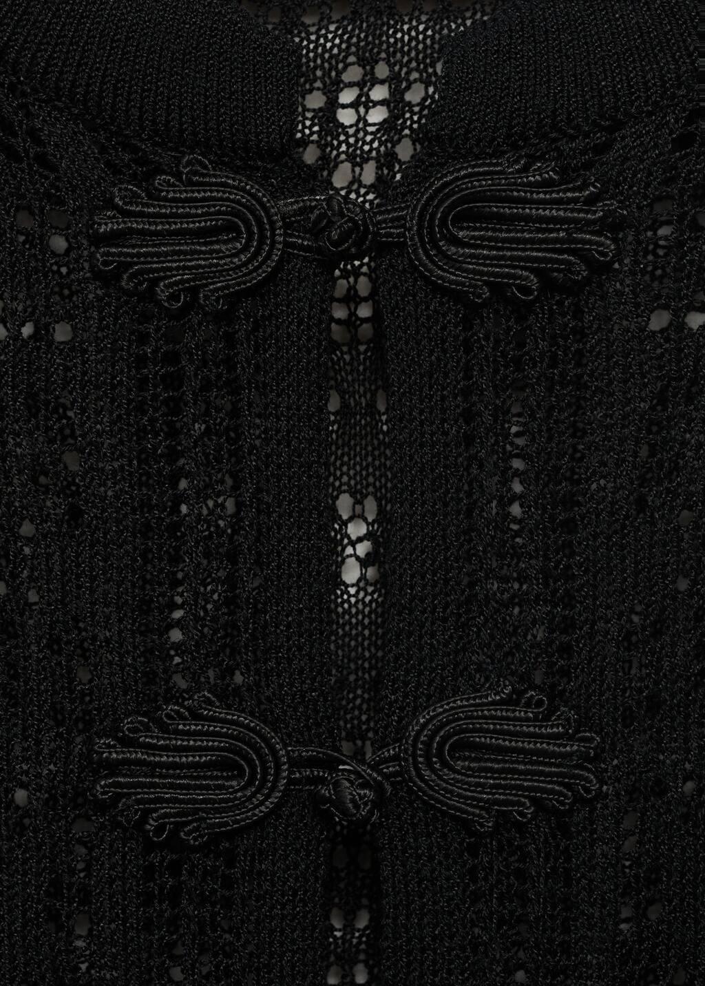 Black Crochet Cardigan With Toggle Buttons, , large image number 1