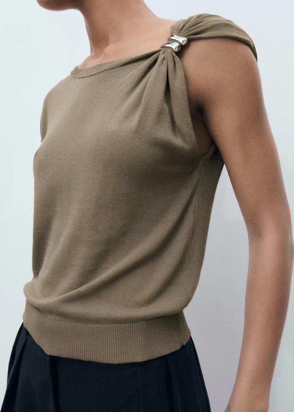 MEDIUM BROWN Fine-knit sweater with metallic detail, 0201_35, large image number 6