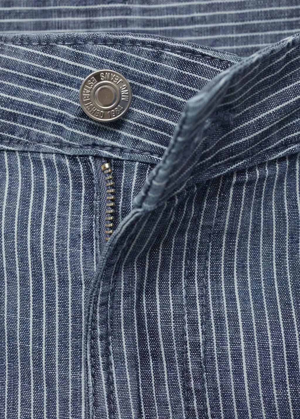 Blue Striped Denim Shorts With Pleats, 0201_52, large image number 3