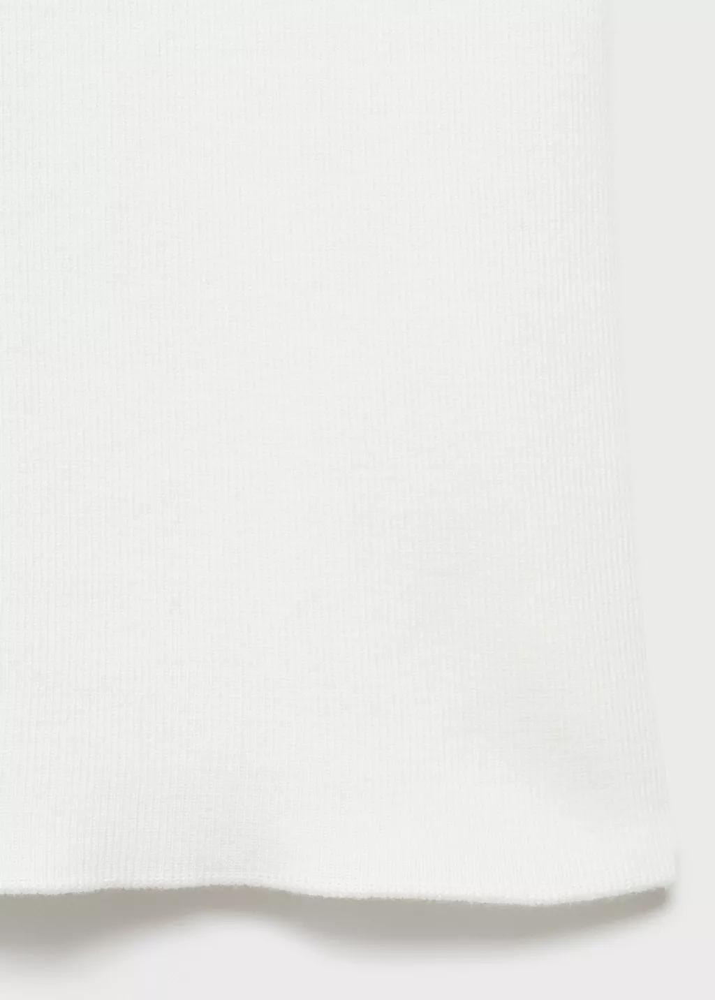 White Short-Sleeved Knitted Cotton Sweater, , large image number 3