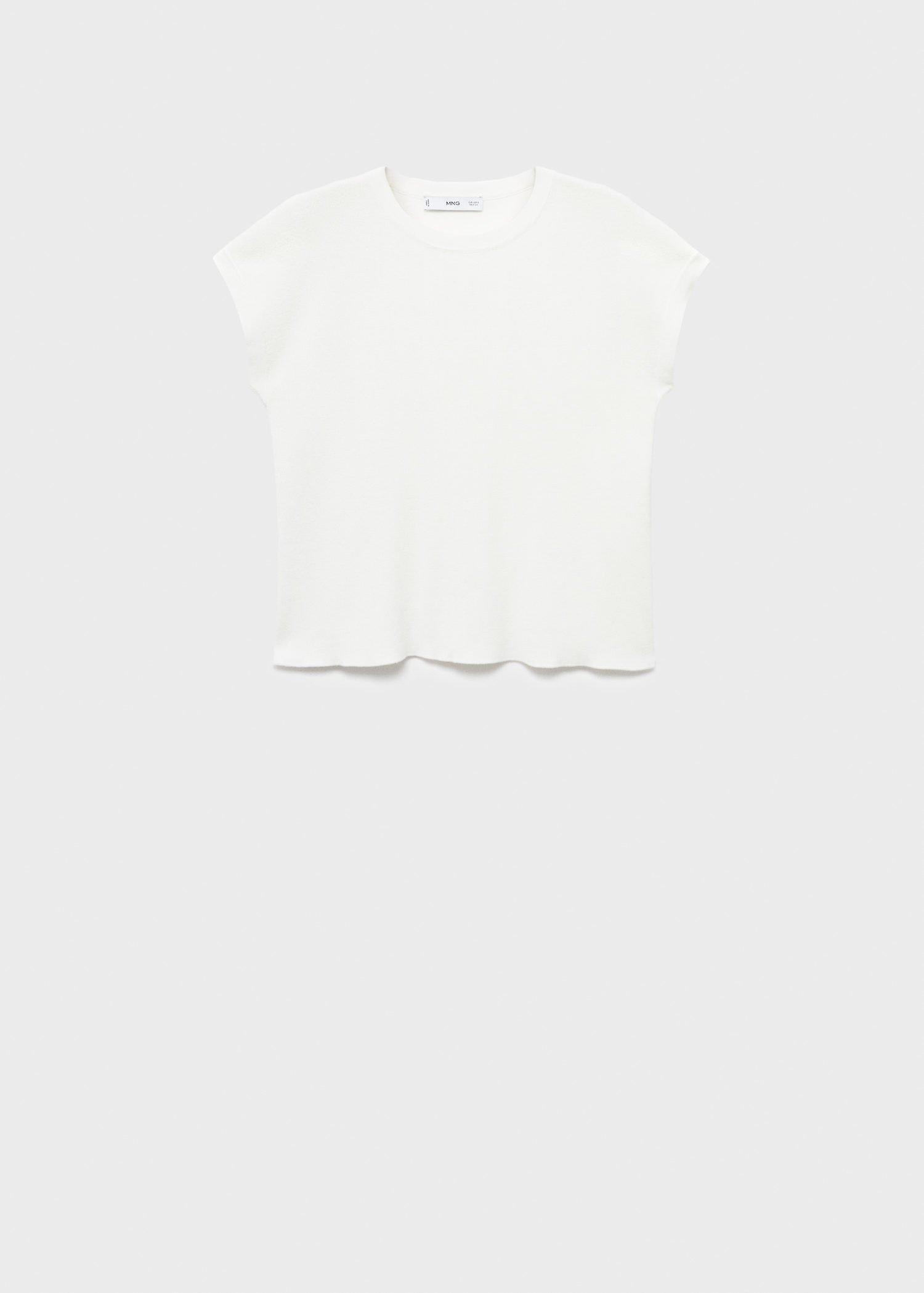 White Short-Sleeved Knitted Cotton Sweater, , large image number 6