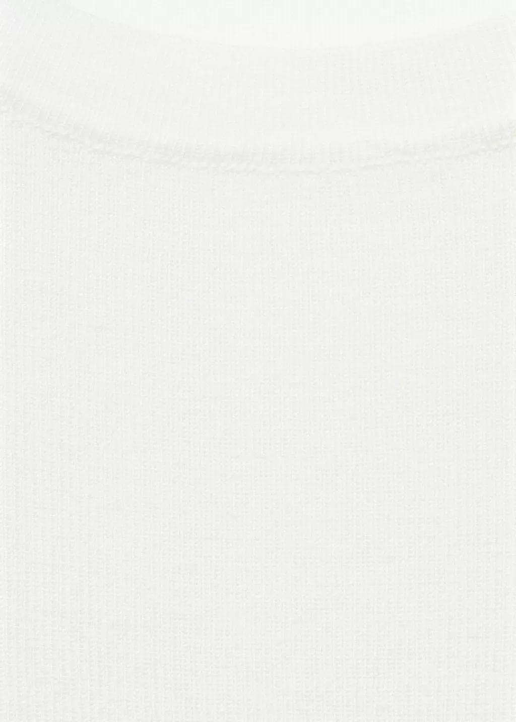 White Short-Sleeved Knitted Cotton Sweater, White, large image number 9