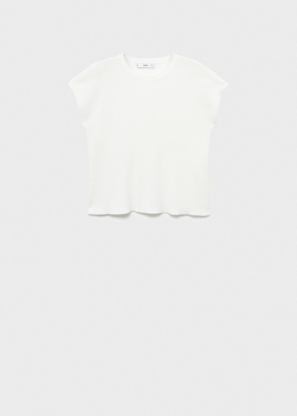 White Short-Sleeved Knitted Cotton Sweater, , large image number 10