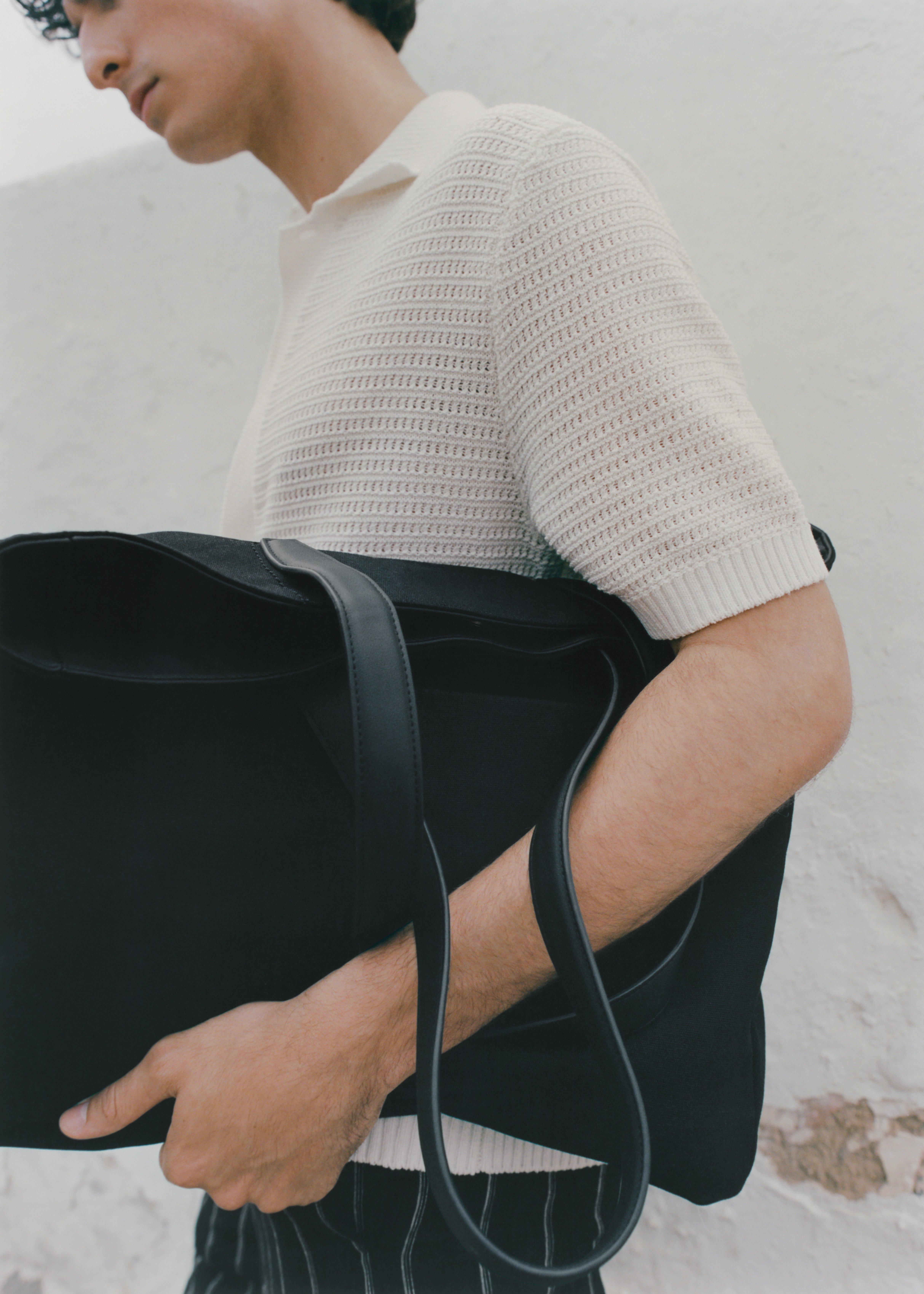 BLACK Cotton tote bag with front pocket, Black, large image number 0