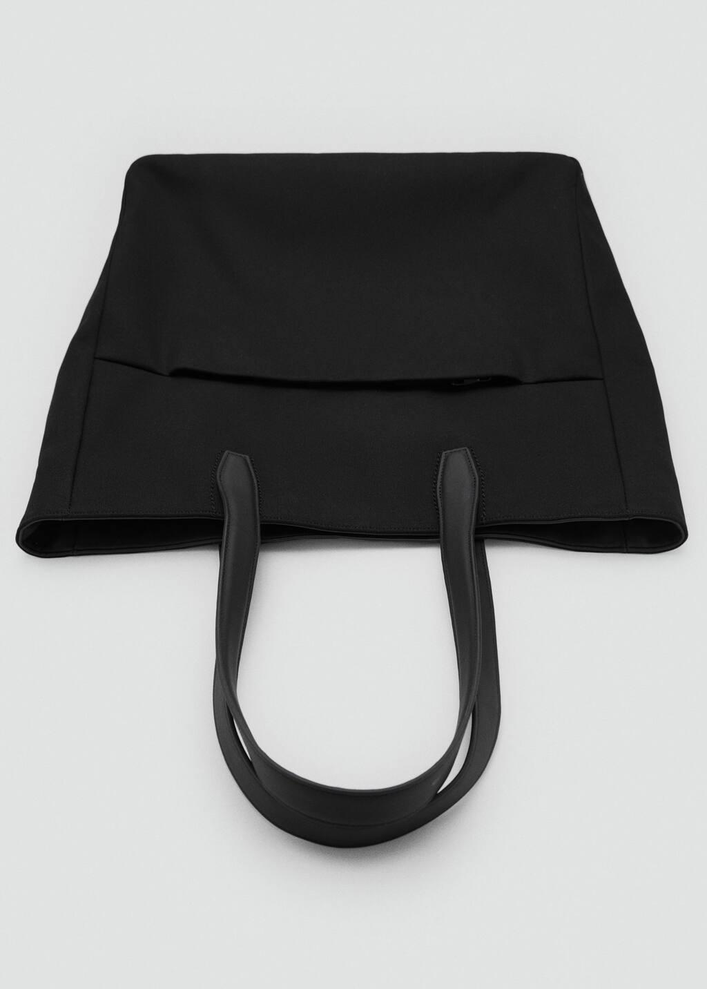 BLACK Cotton tote bag with front pocket, Black, large image number 2