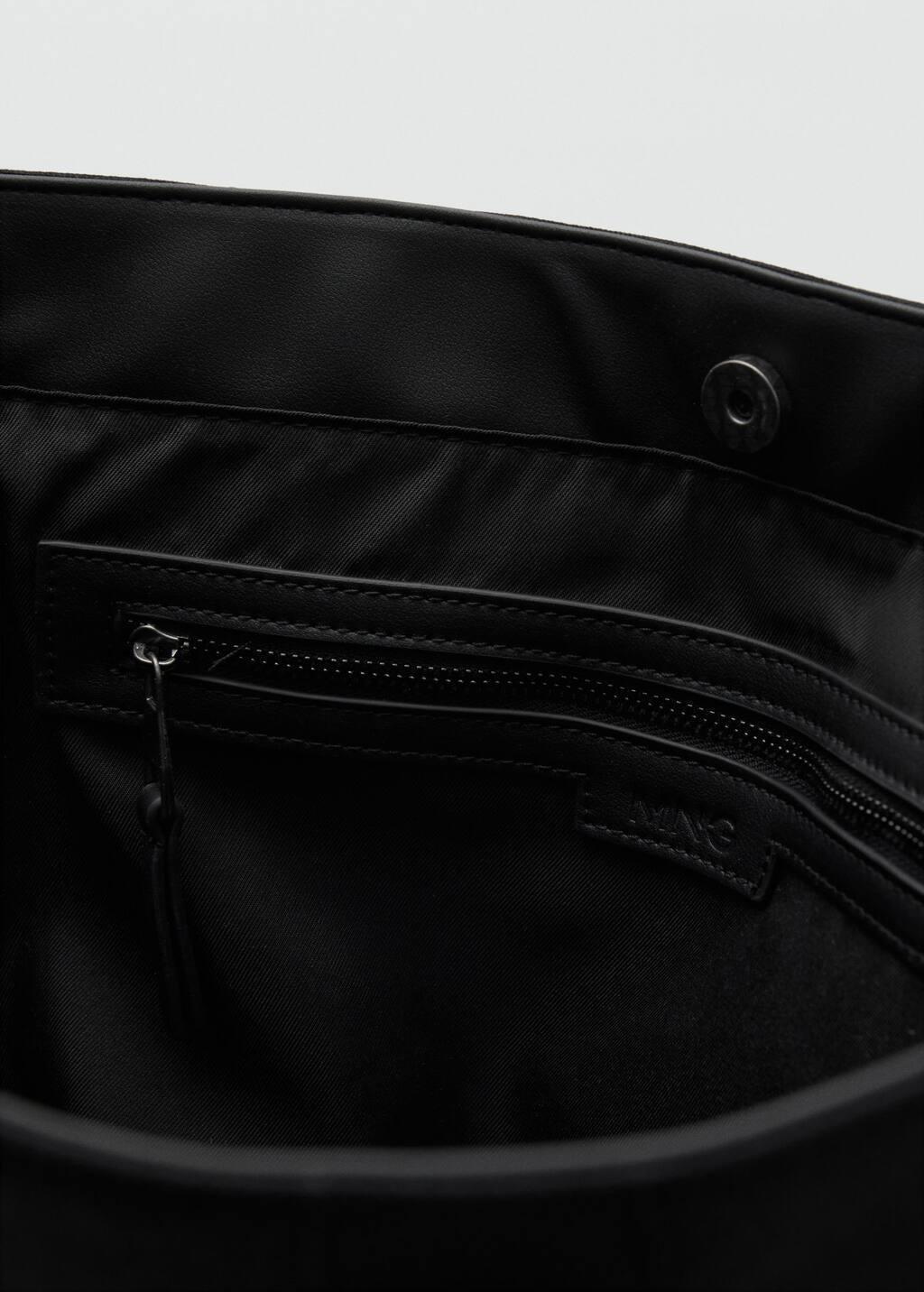 BLACK Cotton tote bag with front pocket, Black, large image number 3