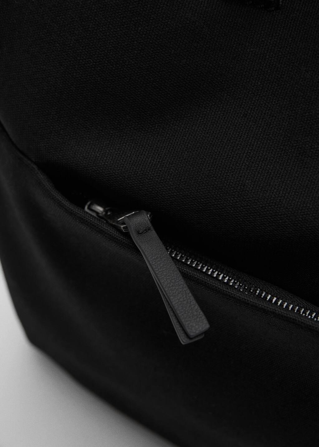 BLACK Cotton tote bag with front pocket, Black, large image number 4