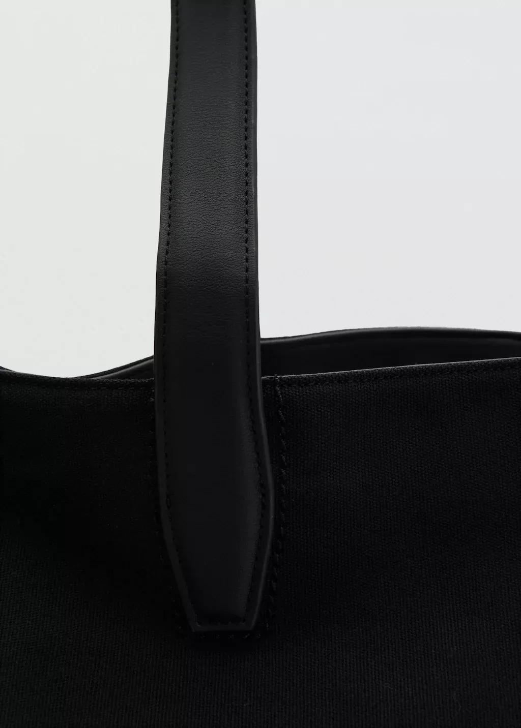 BLACK Cotton tote bag with front pocket, Black, large image number 5
