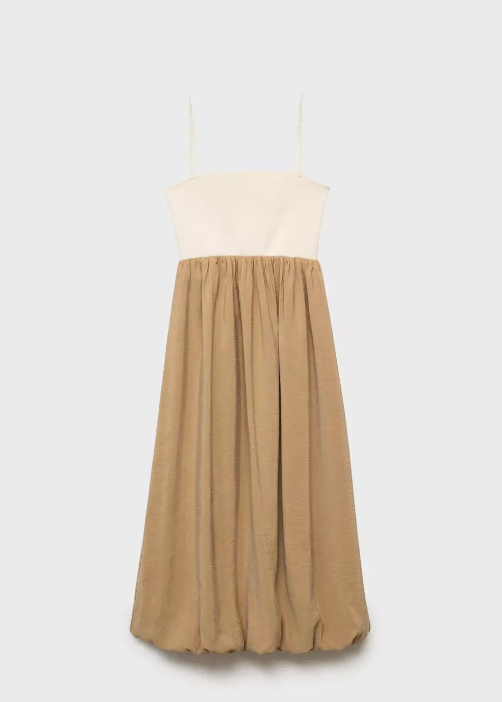 Brown Combined Knitted Balloon Dress, 0201_09, large image number 0