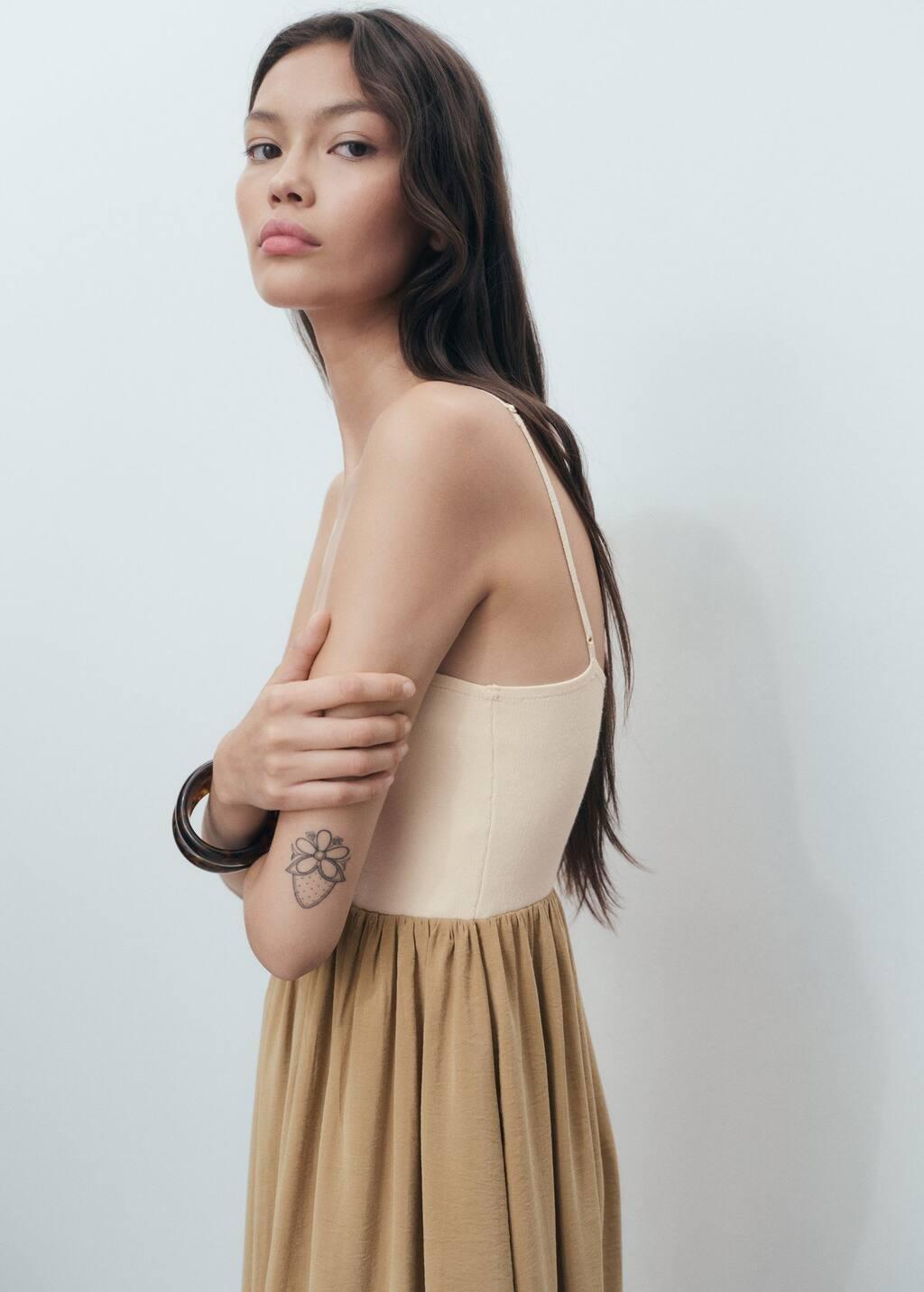 Brown Combined Knitted Balloon Dress, 0201_09, large image number 2