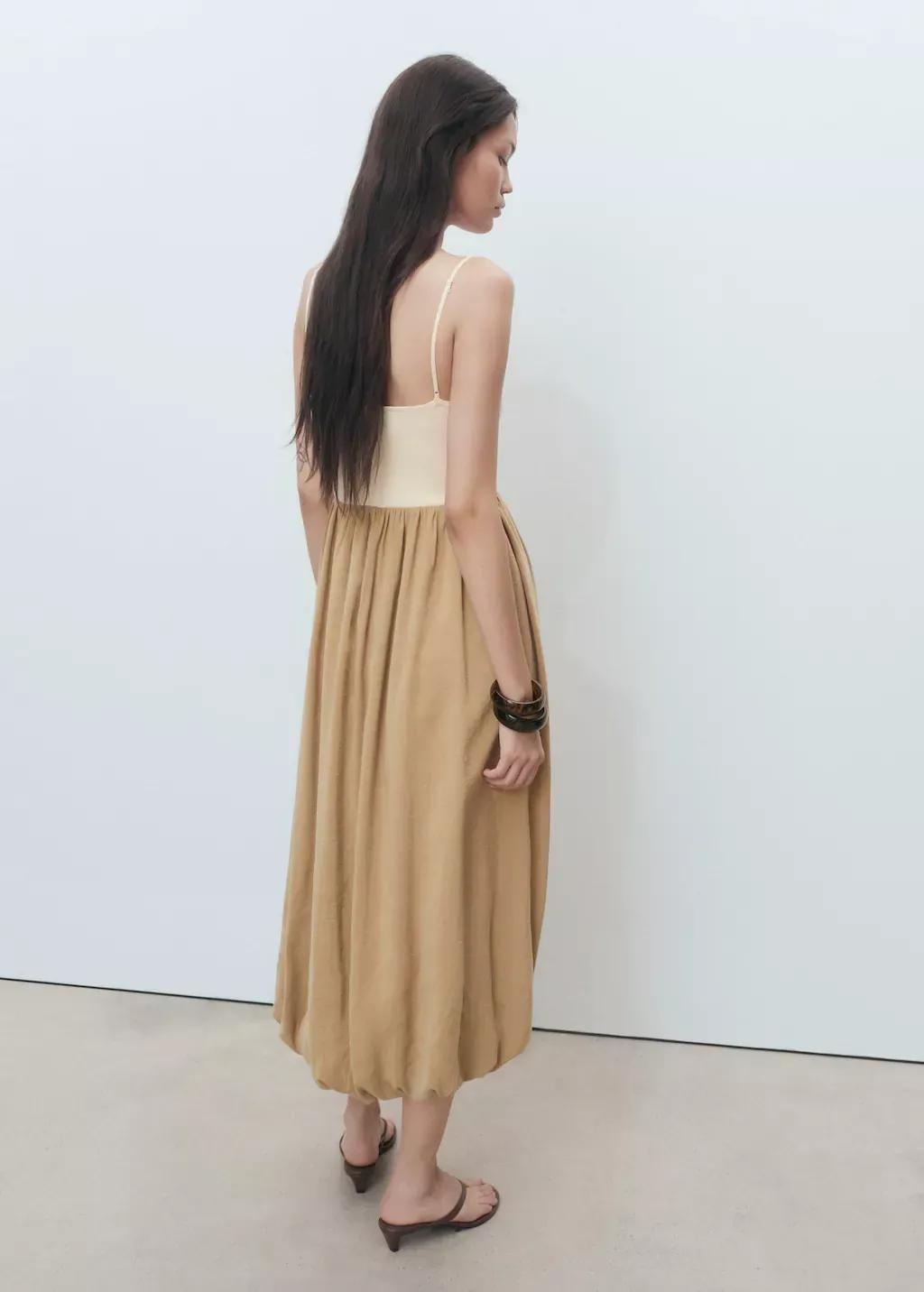 Brown Combined Knitted Balloon Dress, 0201_09, large image number 5
