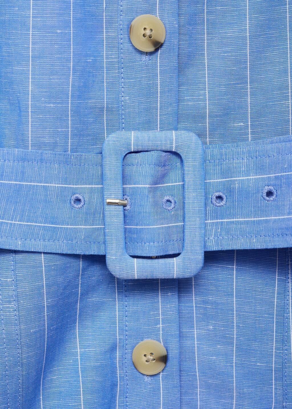 MEDIUM BLUE Striped linen-blend shirt-style dress, , large image number 6