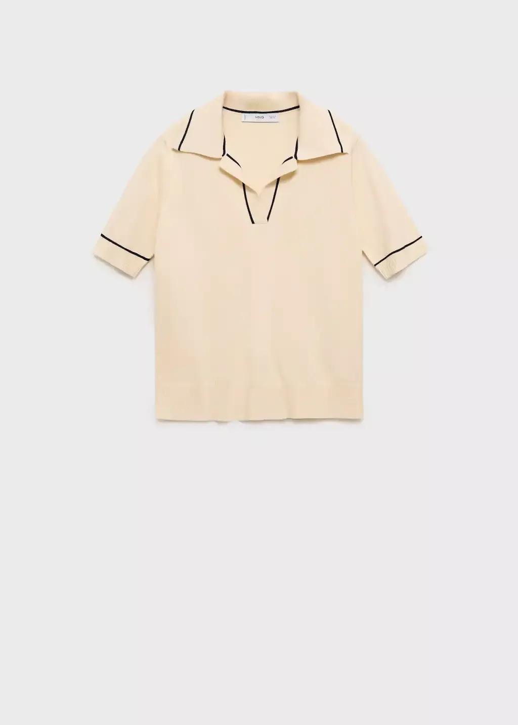 Beige Polo-Neck Sweater With Contrasting Trims, , large image number 0