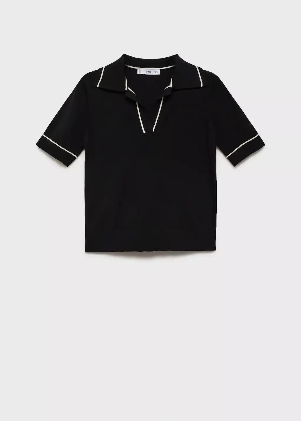 Black Polo-Neck Sweater With Contrasting Trims, , large image number 0